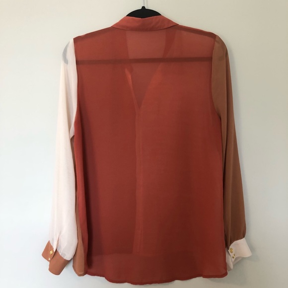 Sheer Color Block Button Down - Picture 2 of 5
